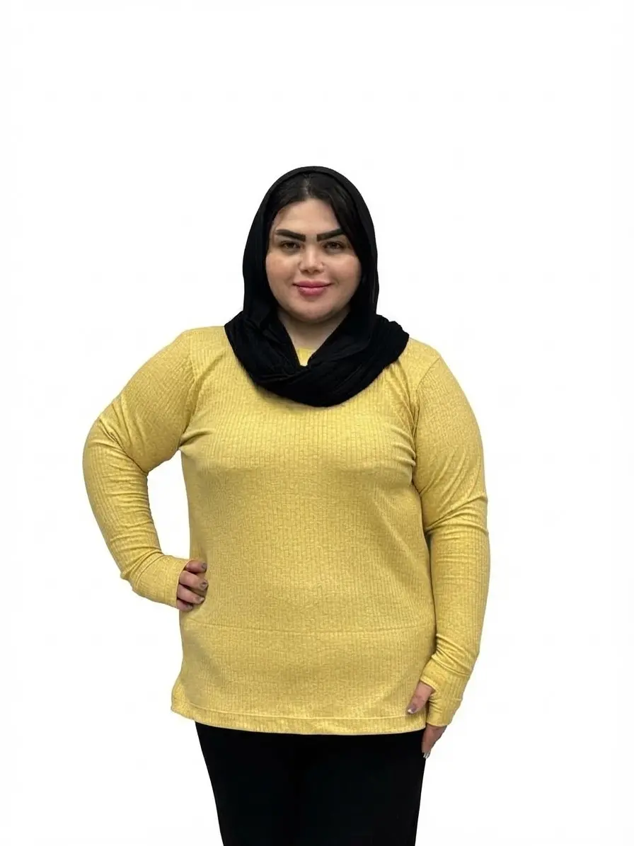 بلوز آستین بلند کبریتی فینگردار زنانه سایز بزرگ