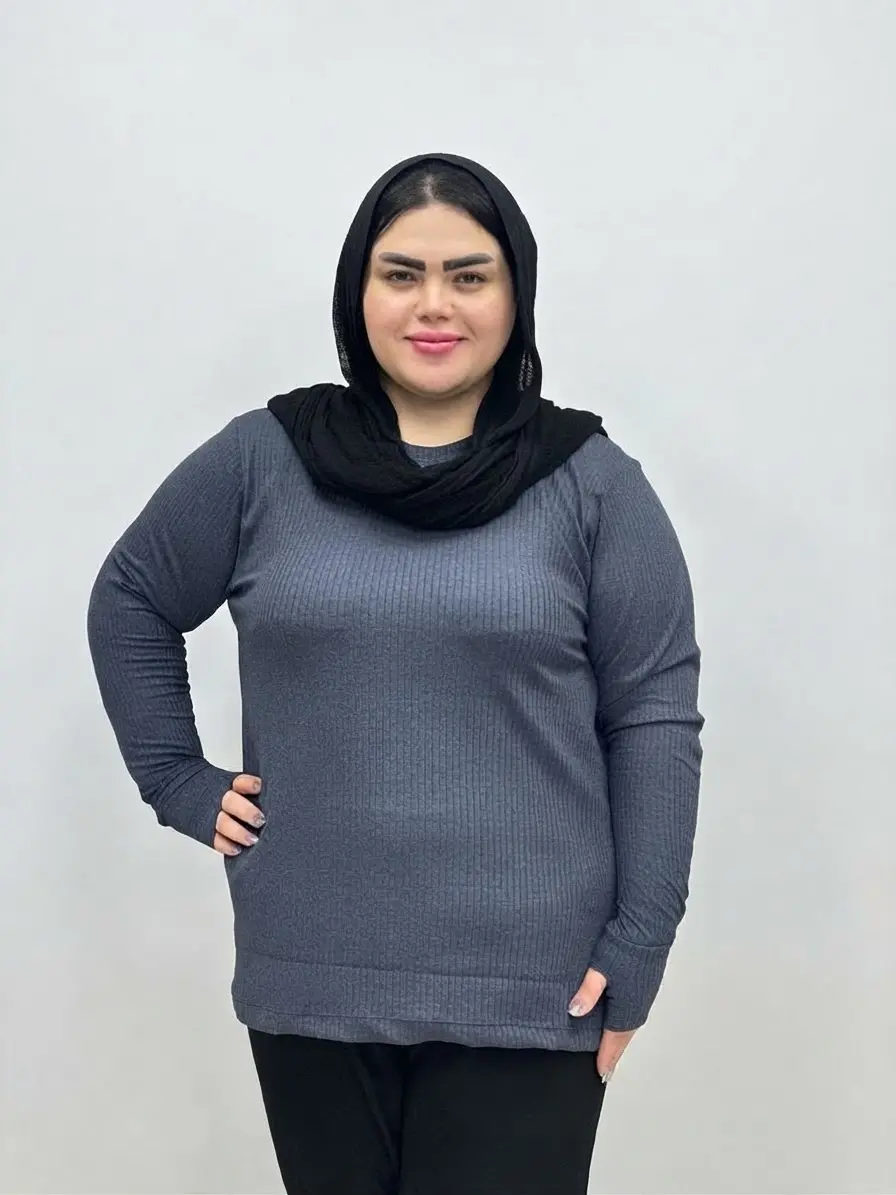 بلوز آستین بلند کبریتی فینگردار زنانه سایز بزرگ