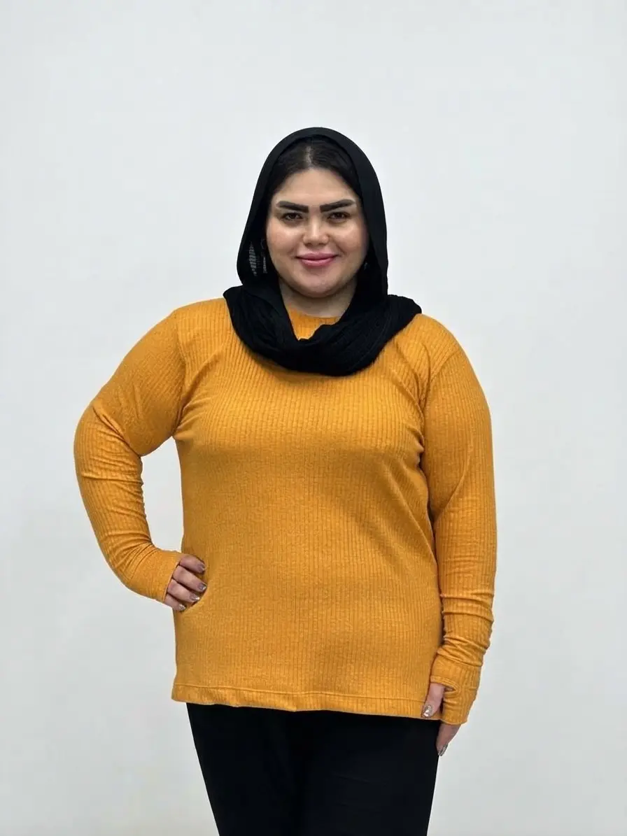 بلوز آستین بلند کبریتی فینگردار زنانه سایز بزرگ