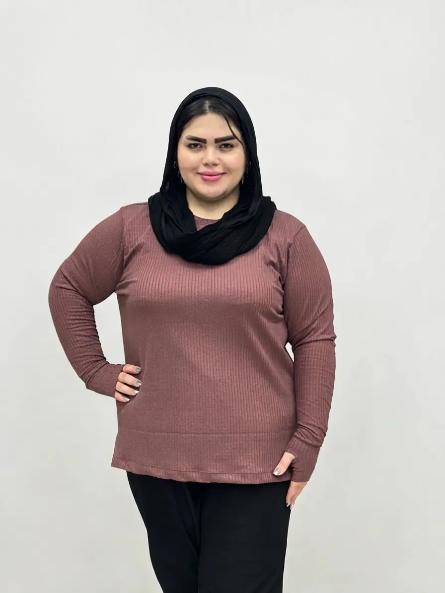 بلوز آستین بلند کبریتی فینگردار زنانه سایز بزرگ