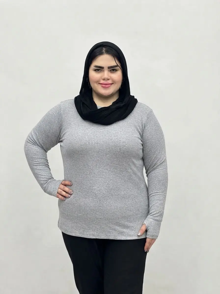 بلوز آستین بلند کبریتی فینگردار زنانه سایز بزرگ