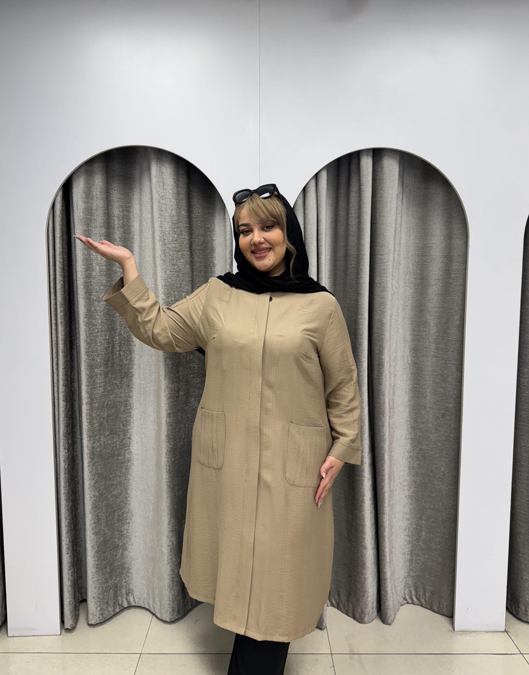 مانتو بلند بابوس جیب نیش کد :112